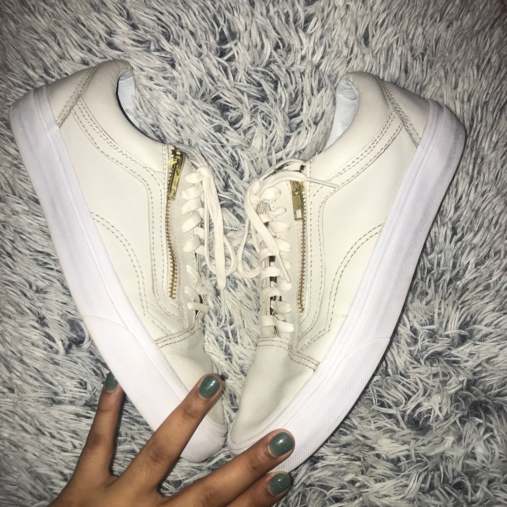 Off white leather vans